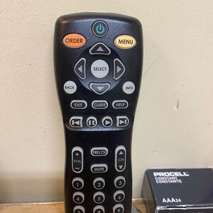 Lot of 5 Universal Black Remote Control with Orange and Yellow Buttons